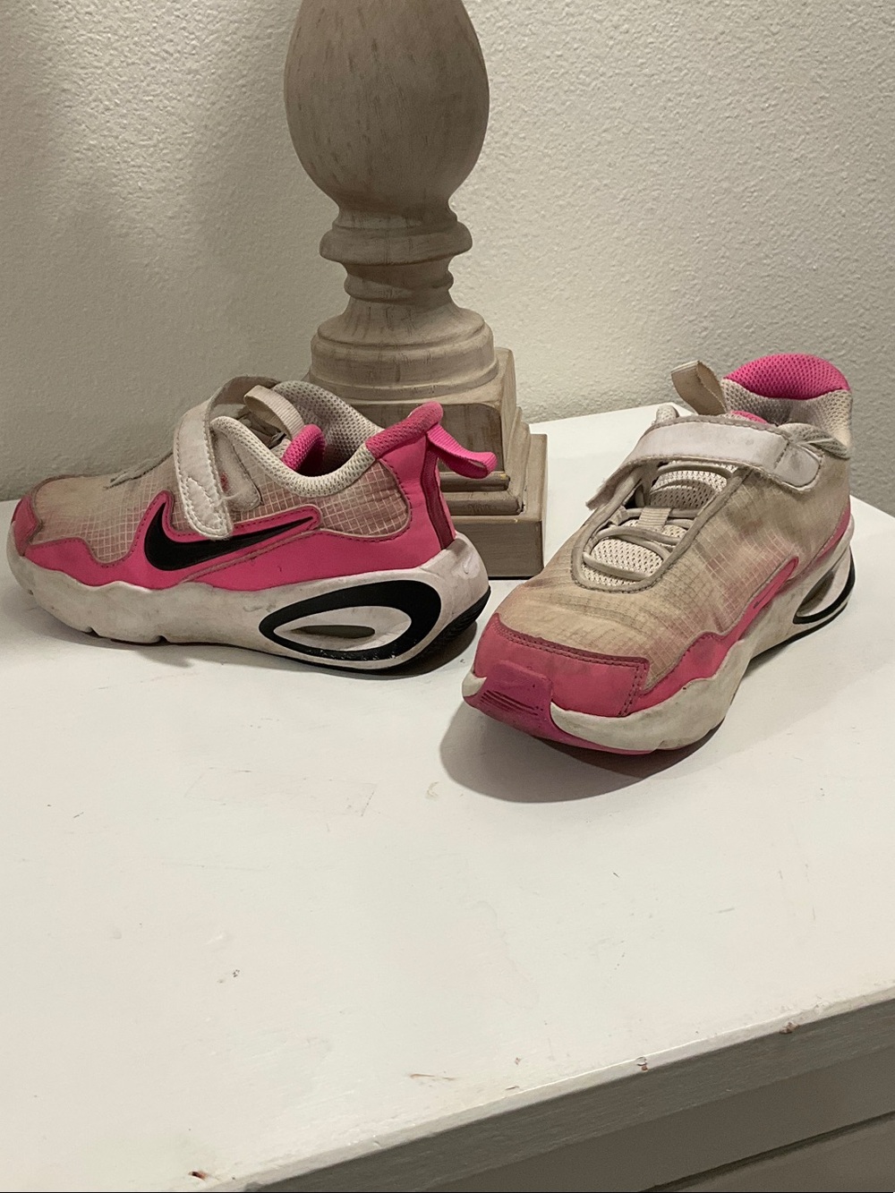 Nike Kids White and Pink Velcro Athletic Sneakers